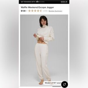 ALO Yoga Cream Waffle weekend Joggers